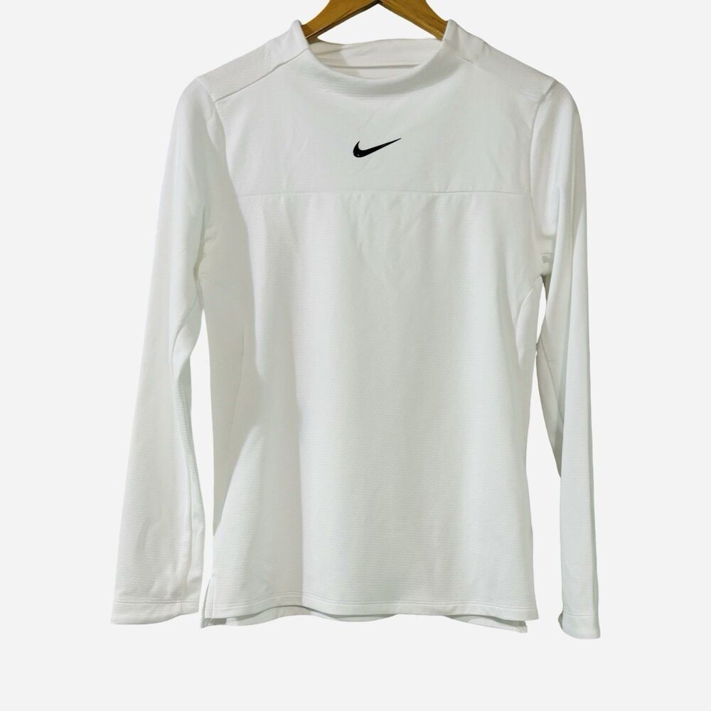 Nike Dri-Fit UV Advantage White Long Sleeve Mock Neck Golf Athletic Top XS - Picture 5 of 10